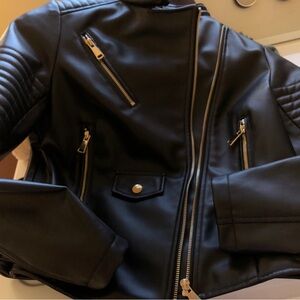 Zara BNWOT Black Leather Moto Style Jacket for Women